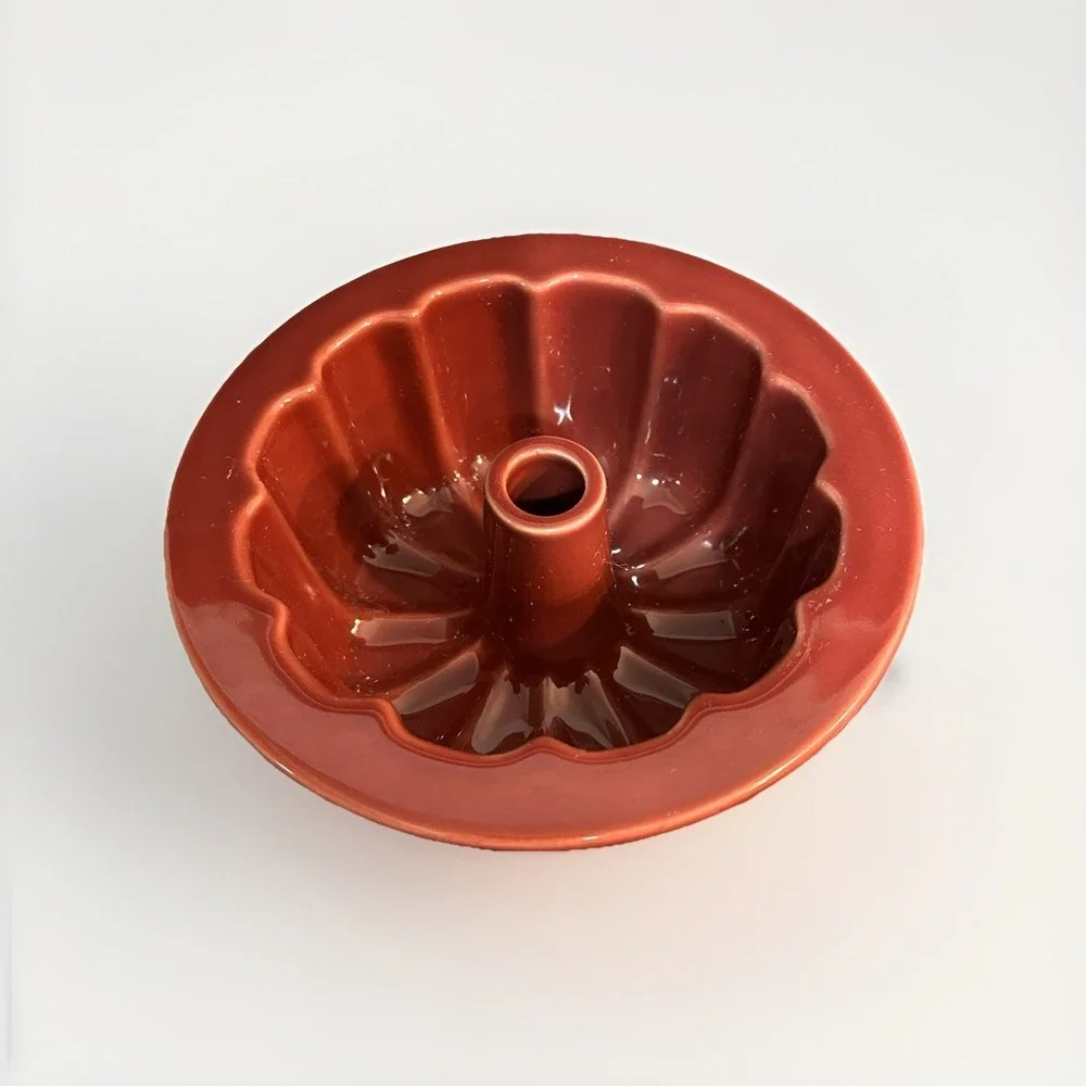 Longaberger Single Mini Bundt Cake Pan Woven‎ Traditions Pottery Red Paprika 6